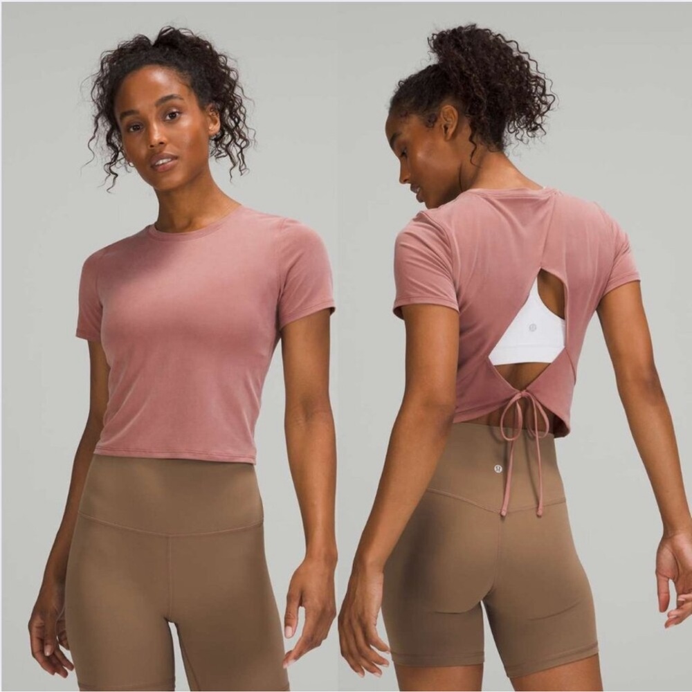 Lululemon Athletica Pink Crop Tie-Front T-Shirt